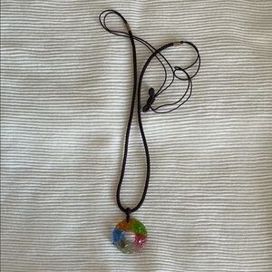 Art Glass Multicolor Donut Pendant Necklace – Adjustable